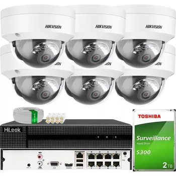 Bezpečnostní kamera IP Monitorovací Set 6 Kamer 4MPX Smart Hybrid Light Hikvision PoE 2TB