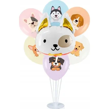 Balónek Sada balónků narozeninová dekorace Pejsek na stojanu