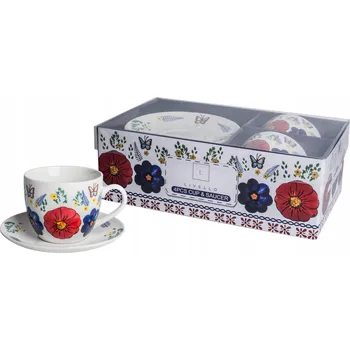 ŠÁLKY S PODŠÁLKY KVĚTINY 250 ML DÁRKOVÁ SADA 2 KS NA KÁVU LIVELLO