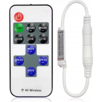 LED páska LED Ovladač Dálkový Ovladač RF Stmívač pro LED Pásky Mono, Rádiový 12-24V