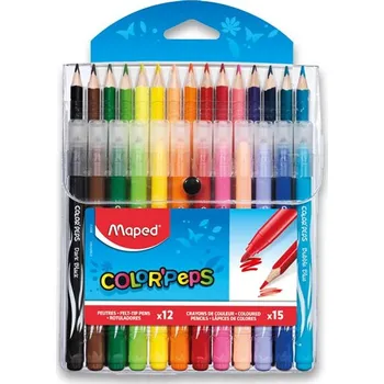Pastelka Set Maped Color’Peps – 27 ks (15 pastelek + 12 fixů Jungle)
