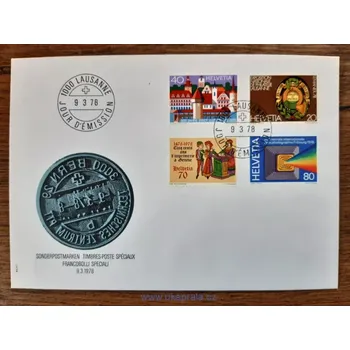 Poštovní známka Švýcarsko FDC 1116/9 různá výročí, r. 1978