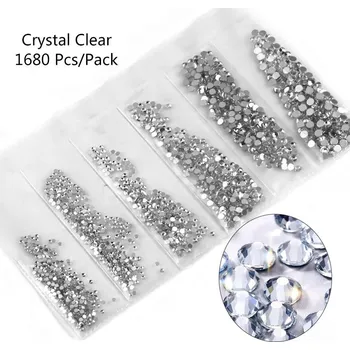 1680 ks Skleněné kamínky na zdobení nehtů více velikostí | ozdoby, třpytky - Křišťálově čisté