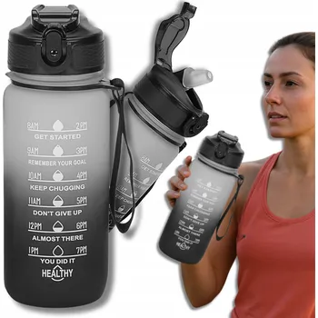 Láhev TRESSARI Motivační láhev / lahev na pití s černým držátkem 600ml na vodu, BPA FREE