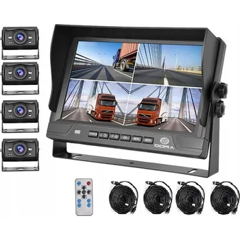 Couvací kamera Monitor + 4 kamery AHD sada pro kombajn, tir, traktor, bagr, couvací systém ODRA
