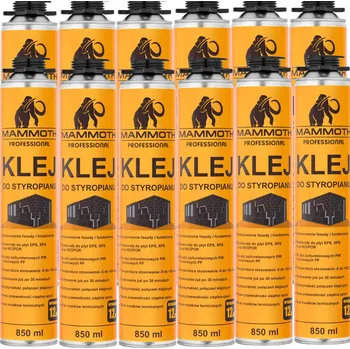 Průmyslové lepidlo Lepidlo na polystyren Piano 850 ml EPS XPS PIR pěna MAMMOTH pianoklej 12 ks