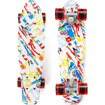 Skateboard Fiszka skateboard se svítícími kolečky 55x15 cm
