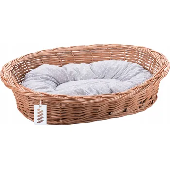 Pelíšek pro psa Košík Wiklinowy Świat hnědý oválný 50 cm x 35 cm x 13 cm
