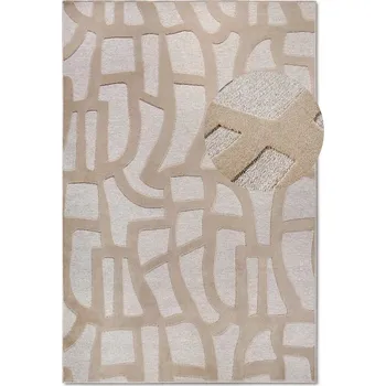 Koberec Koberec moderní do obýváku 160x230cm, béžovo-hnědý reliéfní 3D vzor