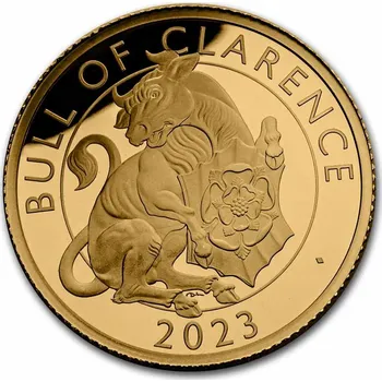 Velká Británie: zlatá mince Tudor Beasts. Bull of Clarence (proof, grading) 2023, 7.78 (0.9999)