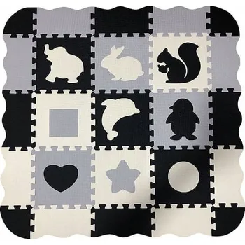 VZDĚLÁVACÍ PĚNOVÁ PODLOŽKA PUZZLE ZVÍŘÁTKA ČERNOBÍLÁ KONTRASTNÍ