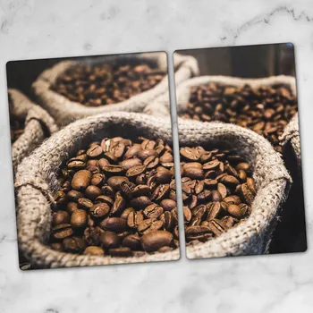 Obraz Tvrzené skleněné kuchyňské desky s ozdobnou grafikou - Kávové zrno, 40x52 cm a 30x52 cm