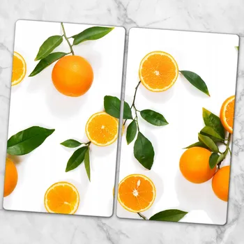 Obraz Sada tvrzených skleněných kuchyňských desek s grafikou mandarinek 2x30x52