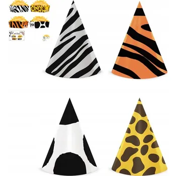 Party dekorace Čepičky Zvířátka NA OSLAVU NAROZENIN 16x10cm 4 ks