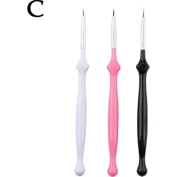 3 ks Tenký štětec na gelové nehty pro zdobení | štětec na nehty, sada štětců - C