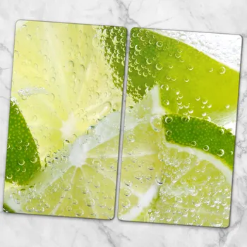Obraz Dvě Dekorativní Desky Tvrzené Sklo Na Krájení - Motiv Limetky, 2x 30x52 cm