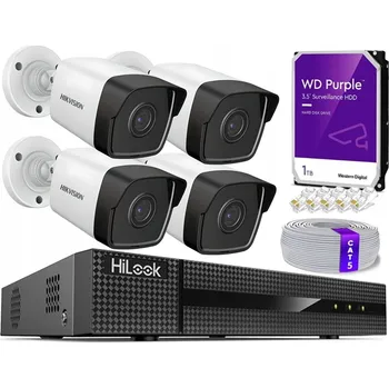 Bezpečnostní kamera Monitorovací sada: 4 IP kamery 4MPx Hikvision + PoE rekordér HiLook 1TB