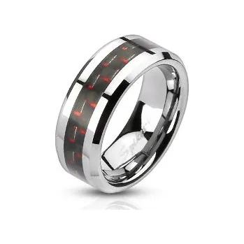 Prsten Šperky4U Ocelový prsten zdobený karbonem - velikost 54 - OPR1447-6-54