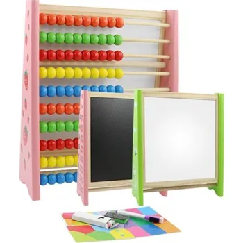 Magnetická kreslící tabulka Multifunkční tabule s počítadlem 25x30x9 cm - dřevěná 3v1- mix 2 barev