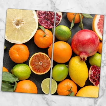 Kuchyňské prkénko Skleněné kuchyňské desky na krájení s grafikou Kytice čerstvého ovoce 2x30x52 cm