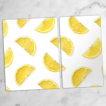 Obraz Dekorativní skleněné kuchyňské desky na krájení - motiv Citronové plátky, 40x52 cm a 30x52 cm
