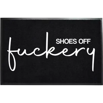 Rohožka ČERNÁ VSTUPNÍ ROHOŽKA POD DVEŘE 40X60 HIT NÁPIS BOTY OFF LUCKERY