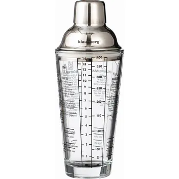 Shaker Šejkr na nápoje Klausberg skleněný 400 ml s recepty