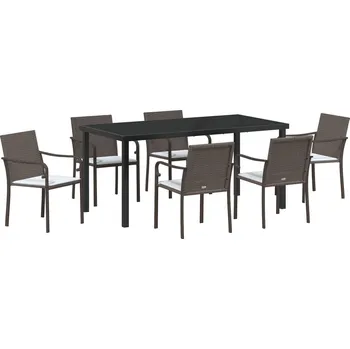 Zahradní sestava Zahradní jídelní souprava 7 pcs Hnědá Poly ratan