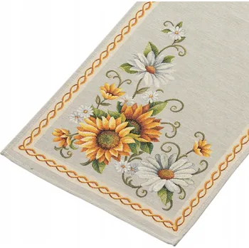 ubrus Béžový běhoun, odstíny šedé, odstíny žluté 140 x 42 cm