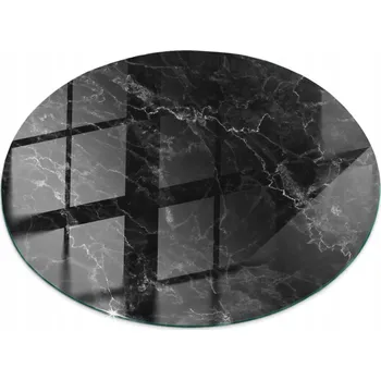 Jídelní stůl Skleněná Kulatý Deska na Stůl S Potiskem Mramorové žilky, průměr 90 cm