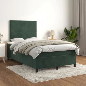 Ložnice vidaXL Box spring postel s matrací 120 x 200 cm samet [3142895] Barva: Tmavě zelená