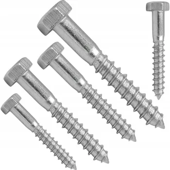 Vrták 6x70mm ŠROUBY VRUTY DO DŘEVA NA KLÍČ S ŠESTIHRANNOU HLAVOU 4 ks