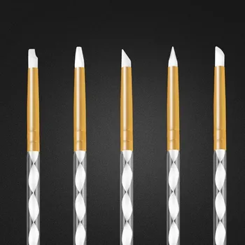 Přípravek na nehty 5 ks Silikonové štětce na zdobení nehtů gel lakem | štětec na nehty, silikonový štětec - Bílý