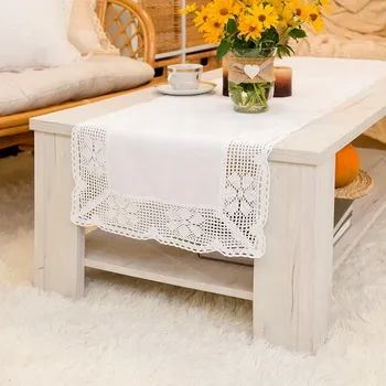 Prostěradlo RACHELA Běhoun s krajkou, šířka 60 x výška 120 cm, barva 001 bílá