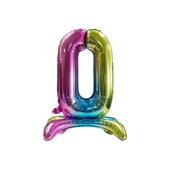 Balónek Fóliový Balónek Číslice "0" Duhový Stojící (80 cm)