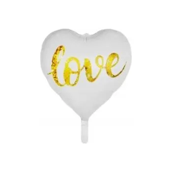 Balónek Fóliový balónek Bílé Srdce LOVE Zlaté 18" (45 cm)