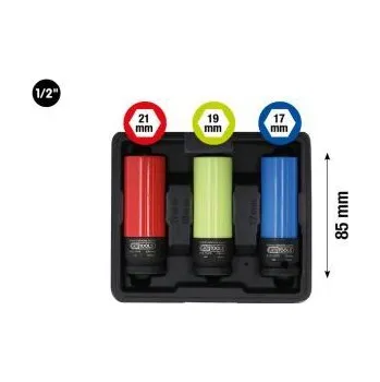 Gola hlavice KS Tools Souprava silových nástrčných ořechů na hliníkové ráfky 1/2", robustní, 3dílná 515.1070