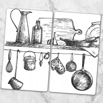 Obraz Dvě Dekorativní Prkénka z Tvrzené Sklo na Krájení, Kuchyňská Polička 2x 30x52