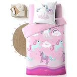 Růžové bavlněné dětské povlečení na jednolůžko 140x200 cm Licorne – douceur d'intérieur ID_1771710