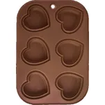 Forma na 6ks MUFFINY SRDCE 7,5cm, 30x20,5x2,5cm, hnědá, silikon