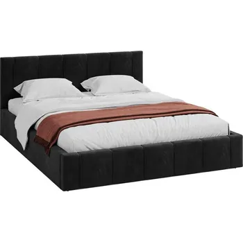 Postel Čalouněná postel 90x200 cm EMMA Černá s roštem