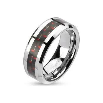 Módní doplněk Šperky4U Ocelový prsten s karbonem - velikost 67 - OPR1447-8-67