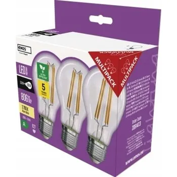Žárovka ZF5147.3 Super úsporná LED žárovka filament 3ks A60 E27 3,8W 2700K EMOS