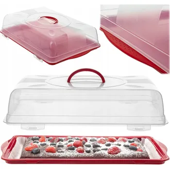Úložný box NÁDOBA NA DORT PEČENÍ KOLÁČ S VÍKEM ORGANIZÉR KRABIČKA VELKÝ BOX 46 cm
