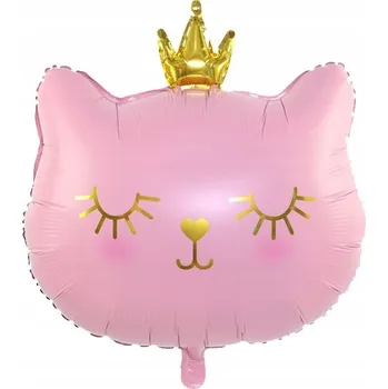 Balónek Fóliový balónek KOČKA KOTĚ Růžový s korunkou