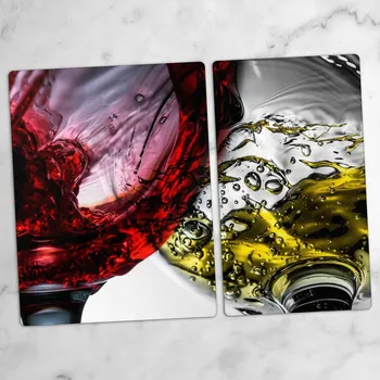 Obraz Skleněné desky Na Servírování Jednohubek s motivem červeného a bílého vína, 40x52 cm a 30x52 cm