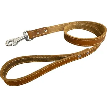 Vodítko pro psa BAFPET Kožené vodítko z mastné kůže, obšité - Přírodní