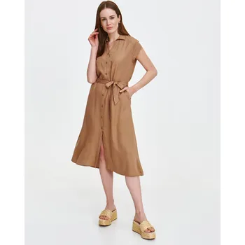 Dámské šaty Top Secret dámské midi šaty s vázačkou hnědé Velikost: 36