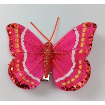 Dekorační motýl, střední 8 cm, růžovo-červená