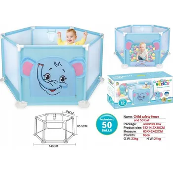 Dětská ohrádka Ohrádka na hraní s míčky Ramiz Slon modrá 146 cm